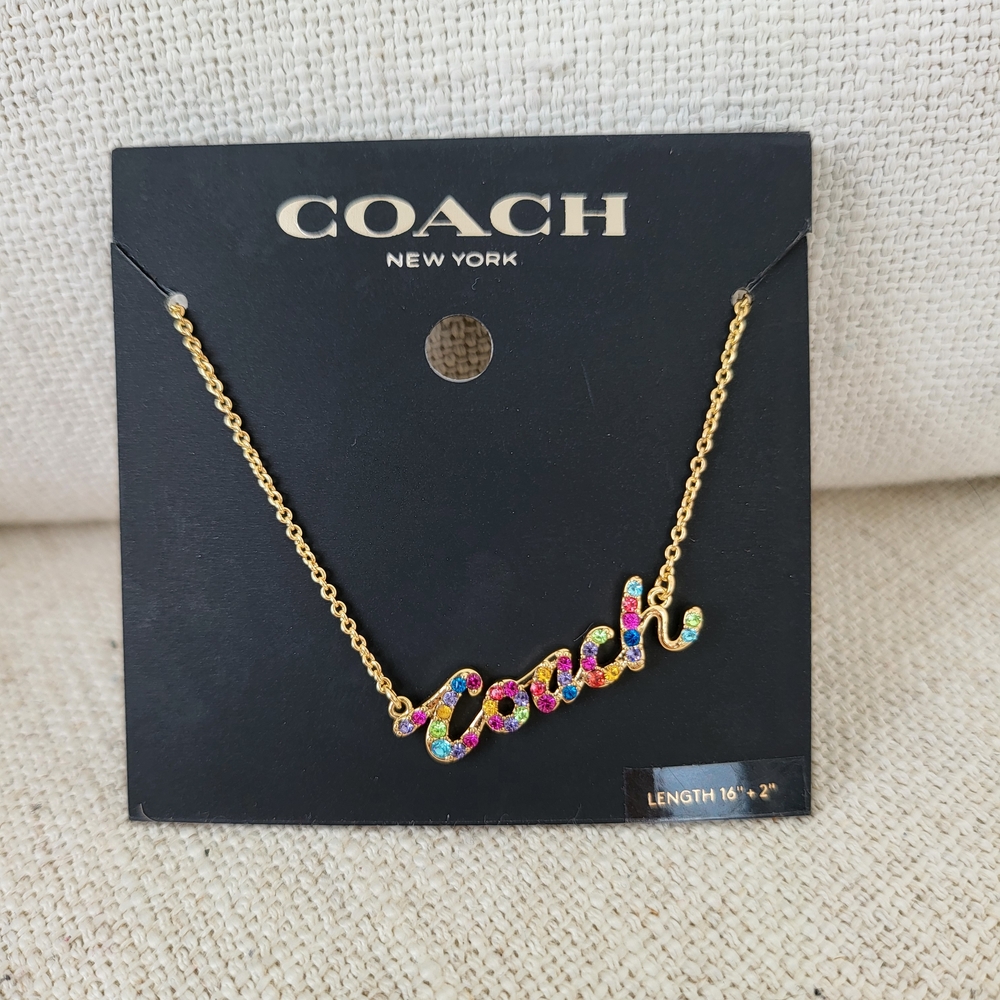 Coach Gold Necklace with Multicolor Accents